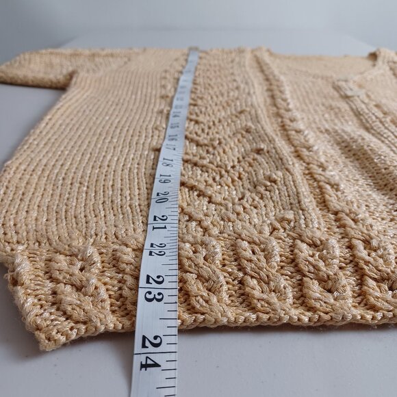 Handmade Yellow Mixed-knit Short Sleeve Cardigan - Picture 10 of 14